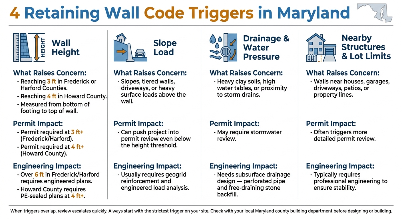 4 Retaining Wall Code Triggers in Maryland: What Requires a Permit?