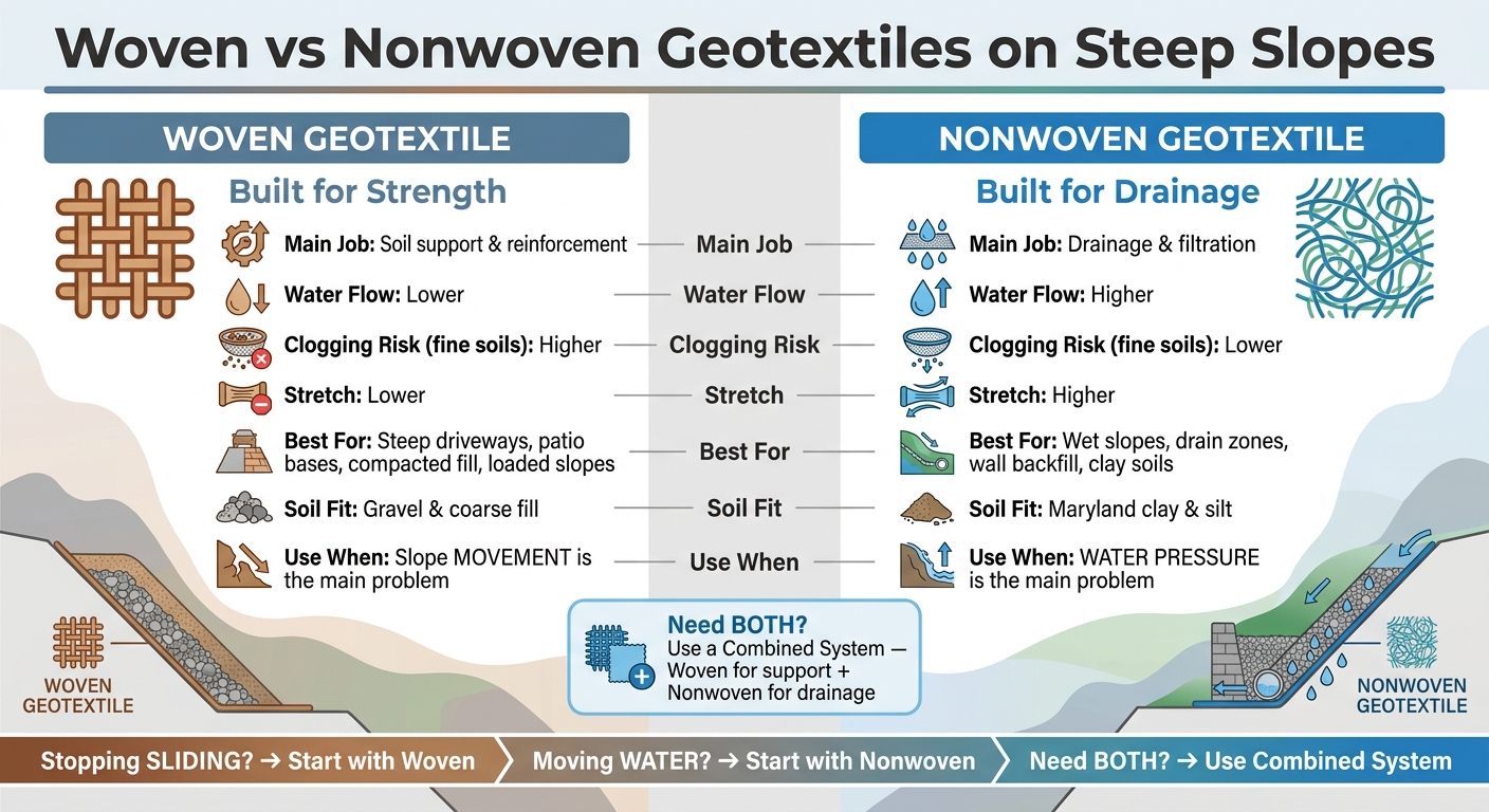 Woven vs Nonwoven Geotextiles on Steep Slopes: Quick Comparison Guide