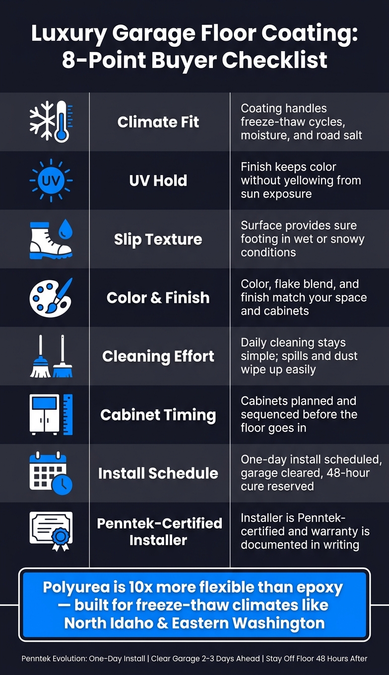 Luxury Garage Floor Coatings: Buyer Checklist 1 Luxury Garage Floor Coating Buyer Checklist: 8 Things To Verify Before You Buy