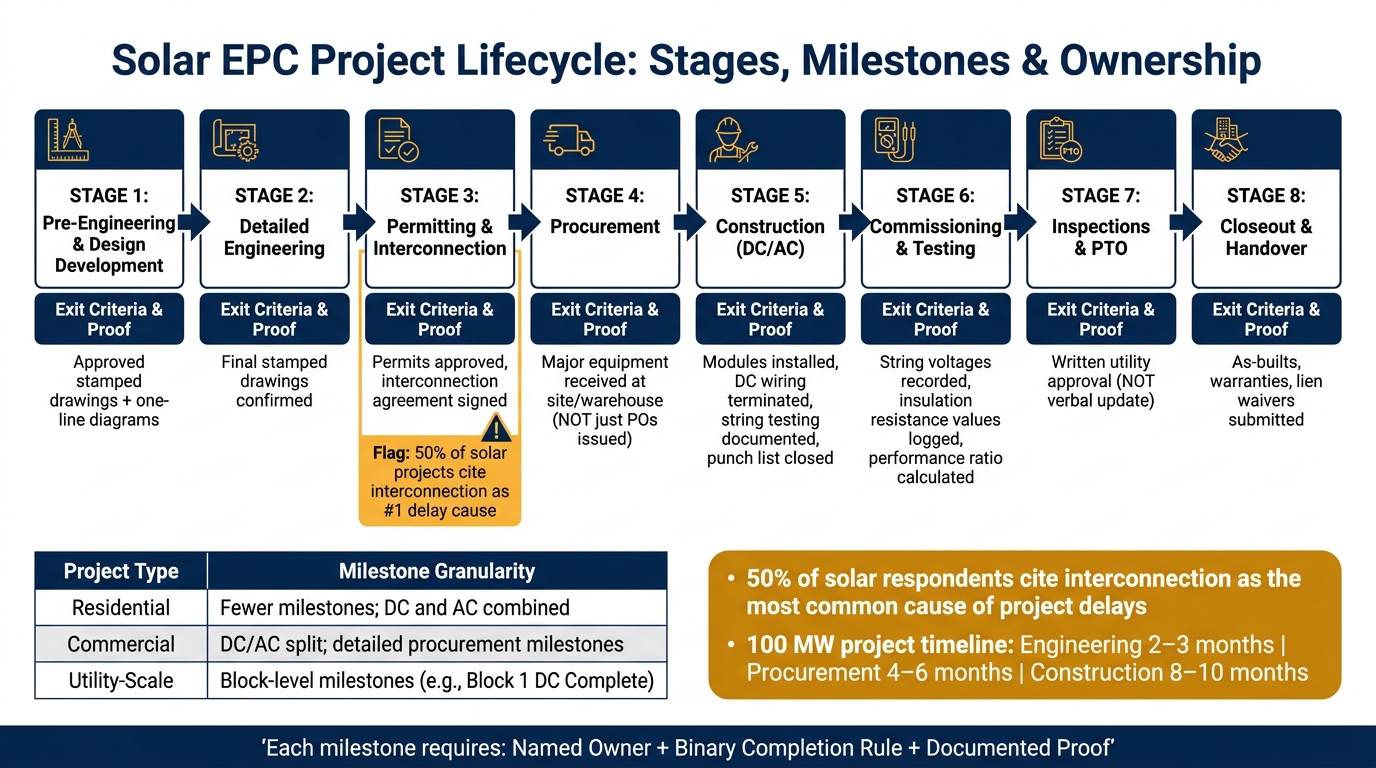 Solar EPC Project Lifecycle: Stages, Milestones & Ownership