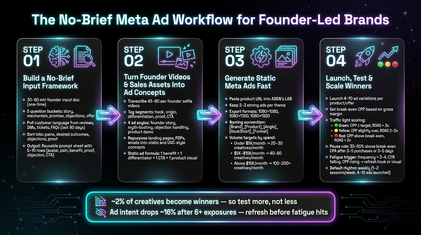 The No-Brief Meta Ad Workflow: 4 Steps to Launch-Ready Ads Fast