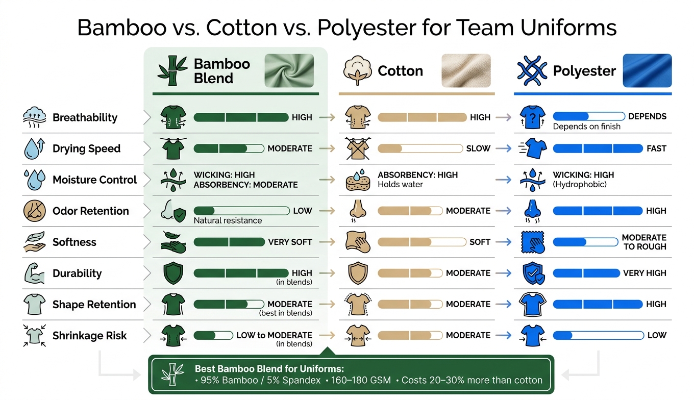 Bamboo vs. Cotton vs. Polyester: Team Uniform Fabric Comparison