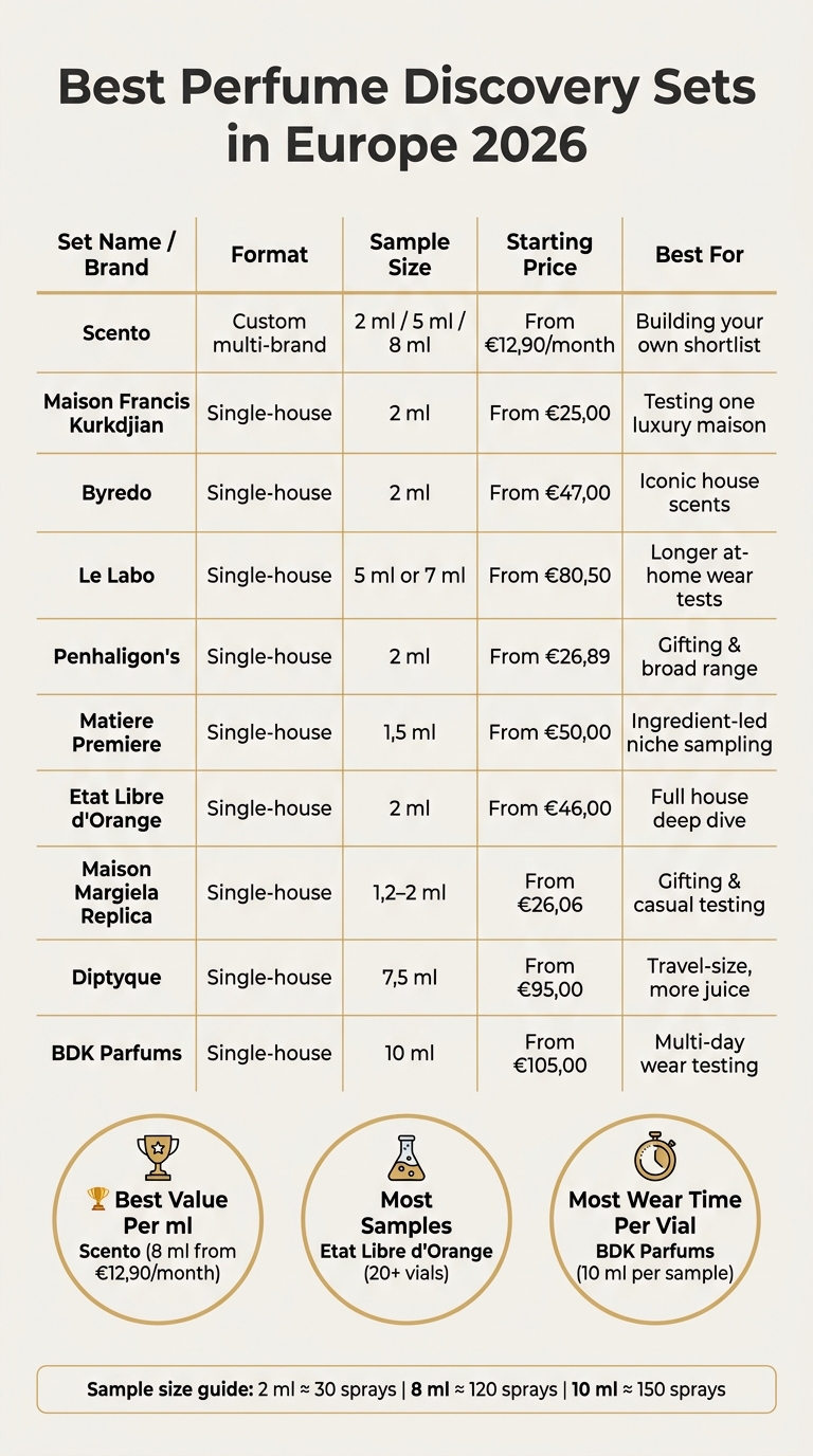 Best Perfume Discovery Sets in Europe 2026: Side-by-Side Comparison