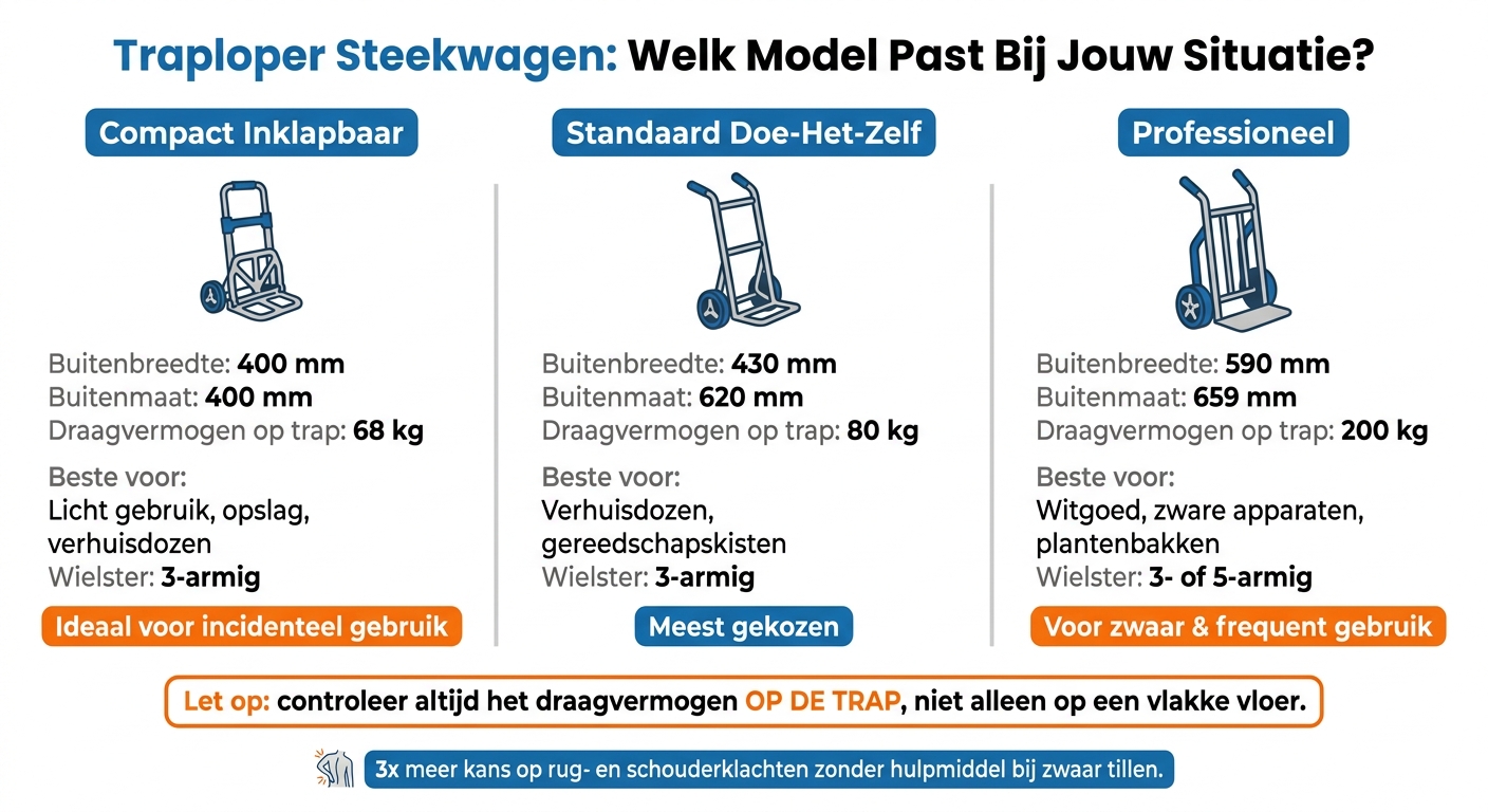 Traploper Steekwagen: Modellen Vergeleken op Maat & Draagvermogen