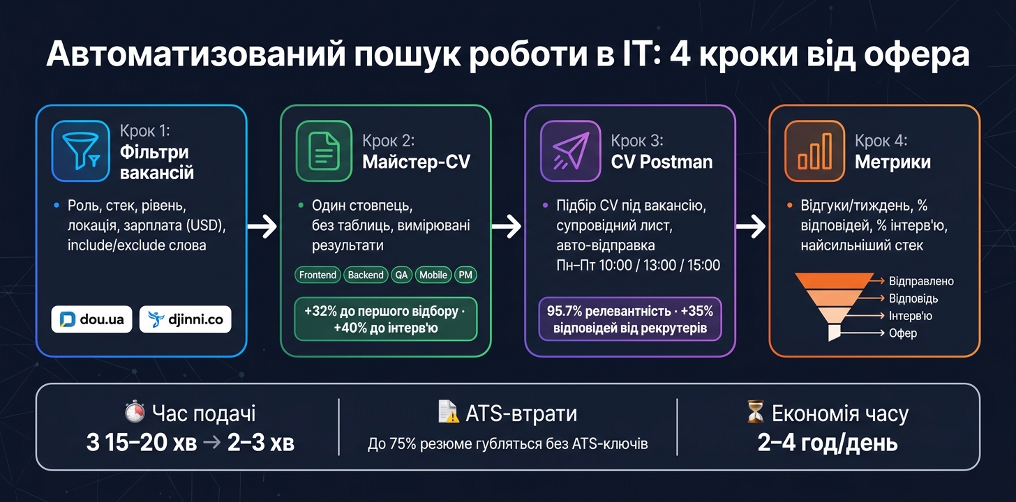Автоматизований пошук роботи в IT: 4 кроки від фільтрів до офера