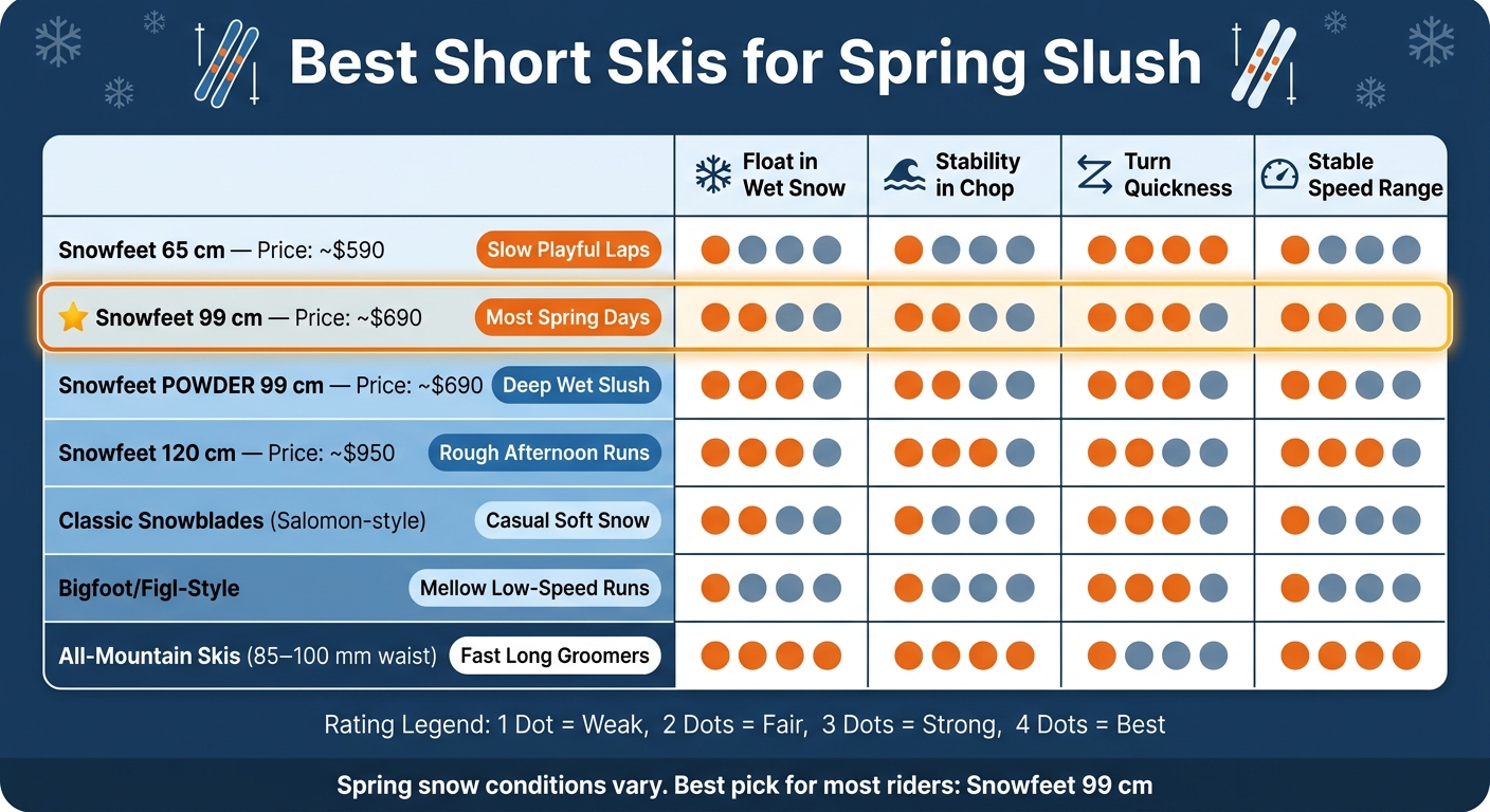 Best Short Skis for Spring Slush: Side-by-Side Comparison