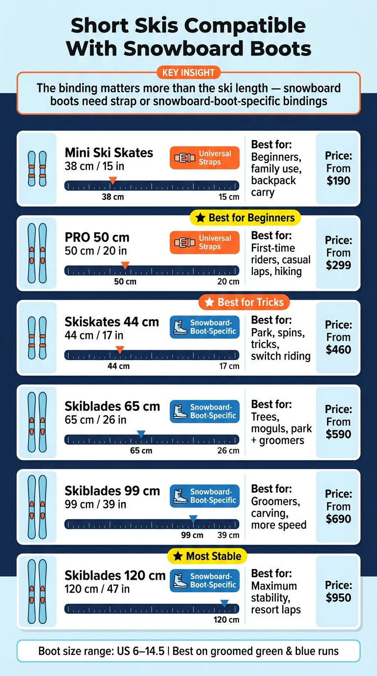 Short Skis That Work With Snowboard Boots: Full Model Comparison