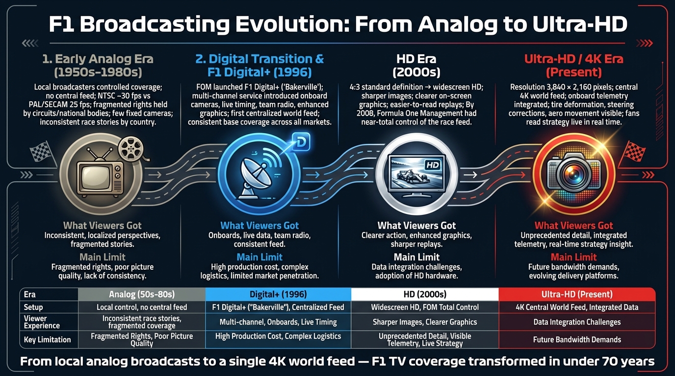 F1 Broadcasting Evolution: From Analog to Ultra-HD