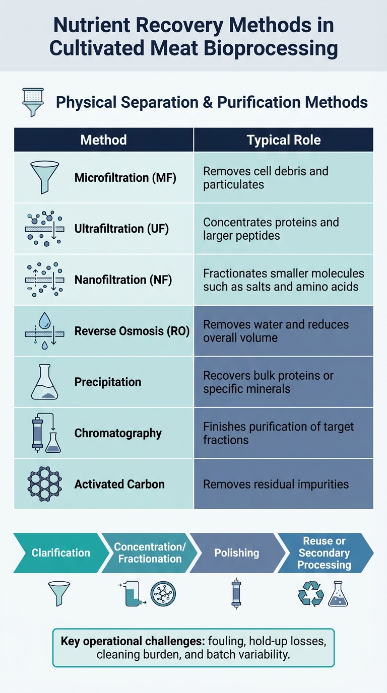 Nutrient Recovery Methods in Cultivated Meat Bioprocessing