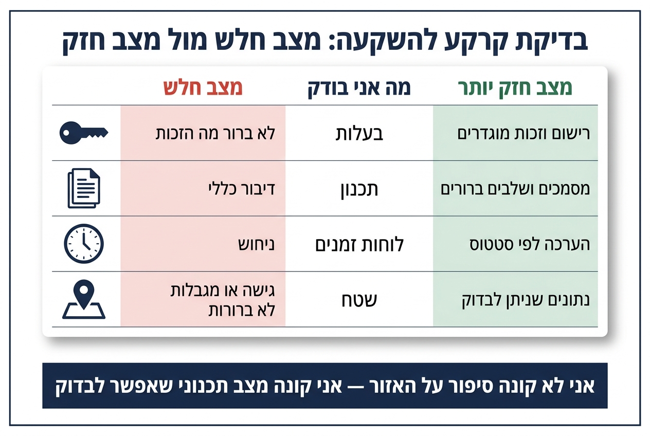 בדיקת קרקע להשקעה: מצב חלש מול מצב חזק