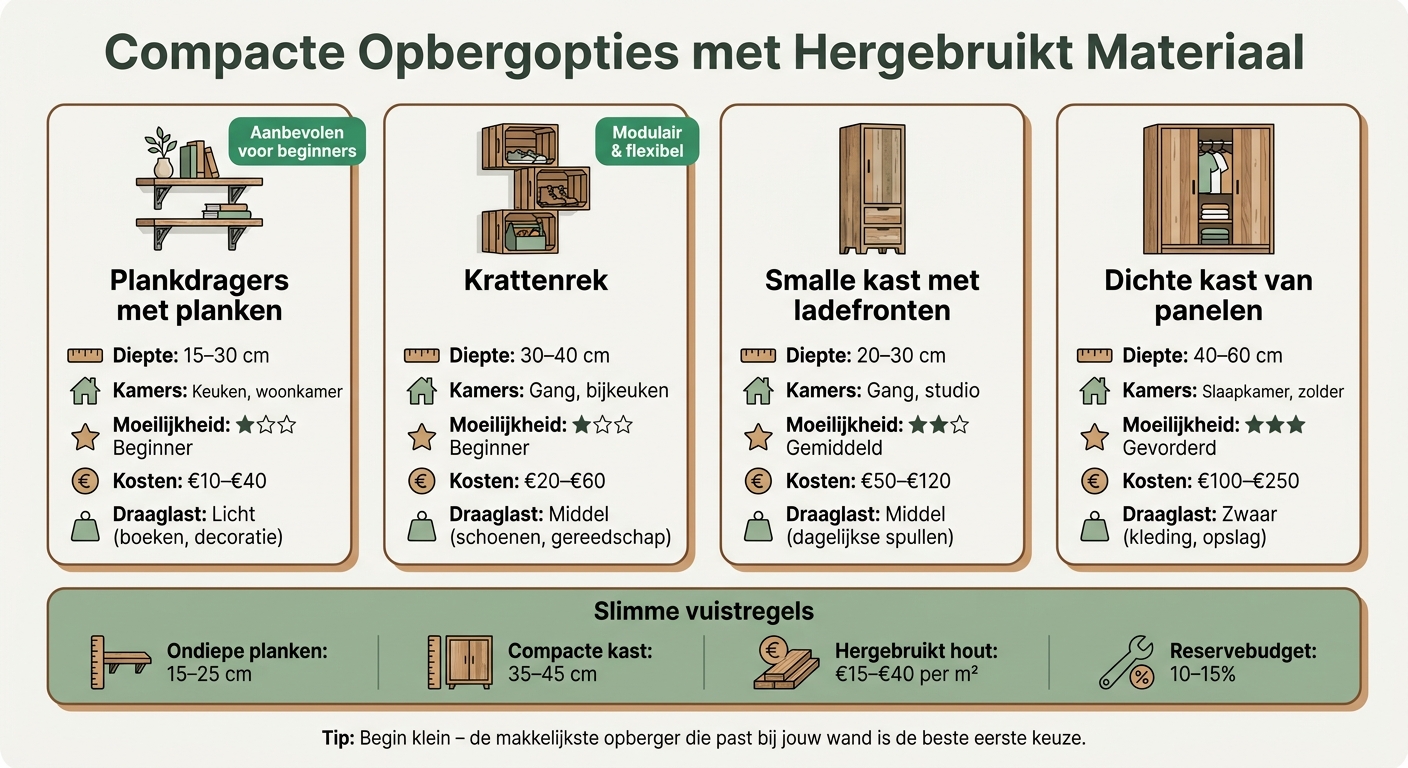 Compacte Opbergopties met Hergebruikt Materiaal: Vergelijking