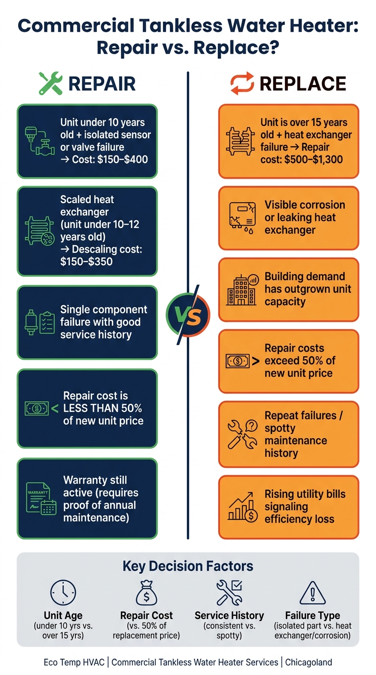Commercial Tankless Water Heater: Repair vs. Replace Decision Guide