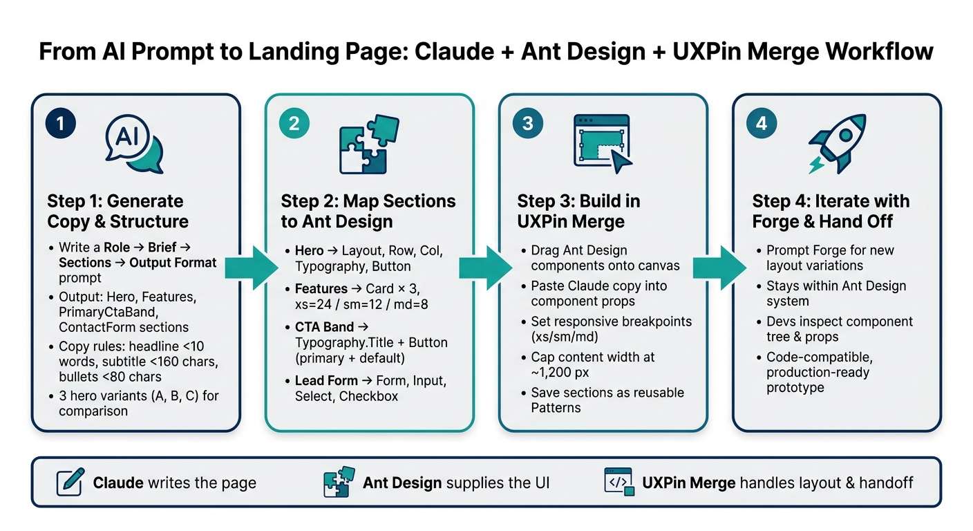 From AI Prompt to Landing Page: Claude + Ant Design + UXPin Merge Workflow