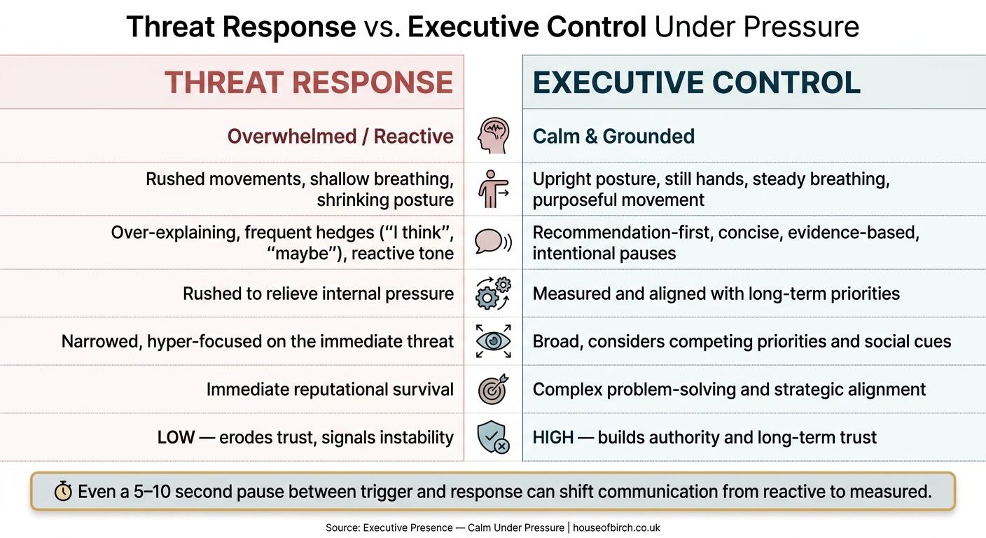 Threat Response vs Executive Control: How Calm Leaders Behave Under Pressure