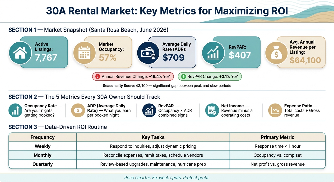 30A Rental Market Key Metrics & ROI Dashboard (Santa Rosa Beach 2026)