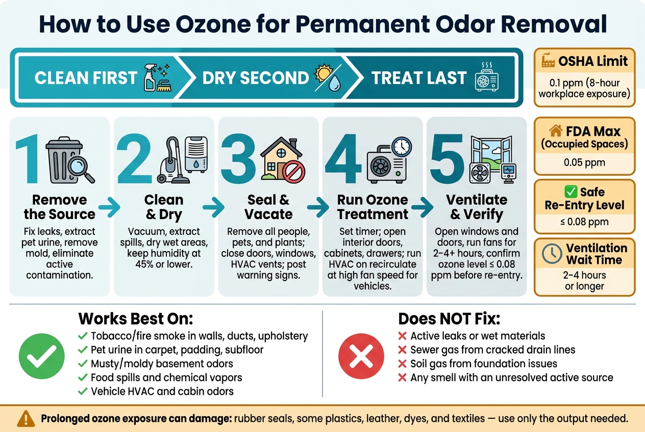 Ozone Odor Removal: Clean First, Dry Second, Treat Last