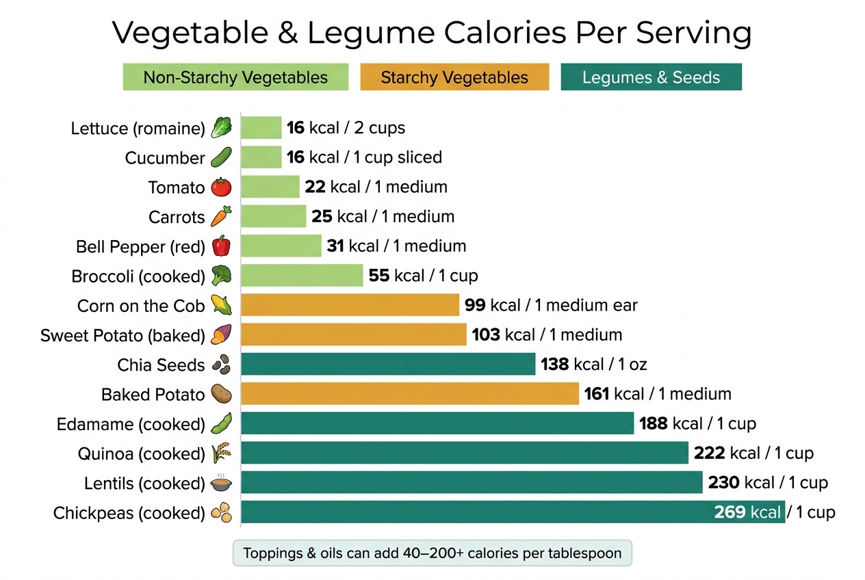 Vegetable & Legume Calorie Comparison Chart