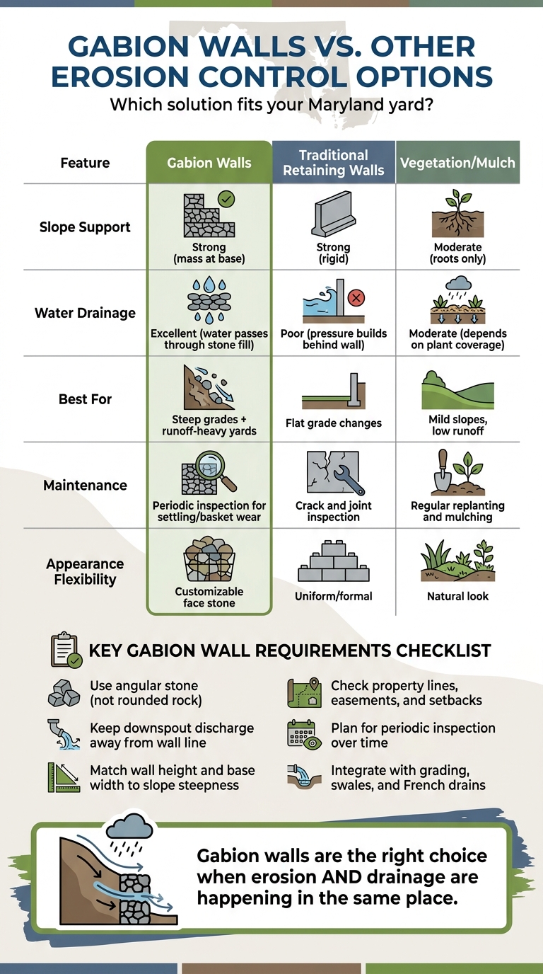 Gabion Walls vs. Other Erosion Control Options for Maryland Yards