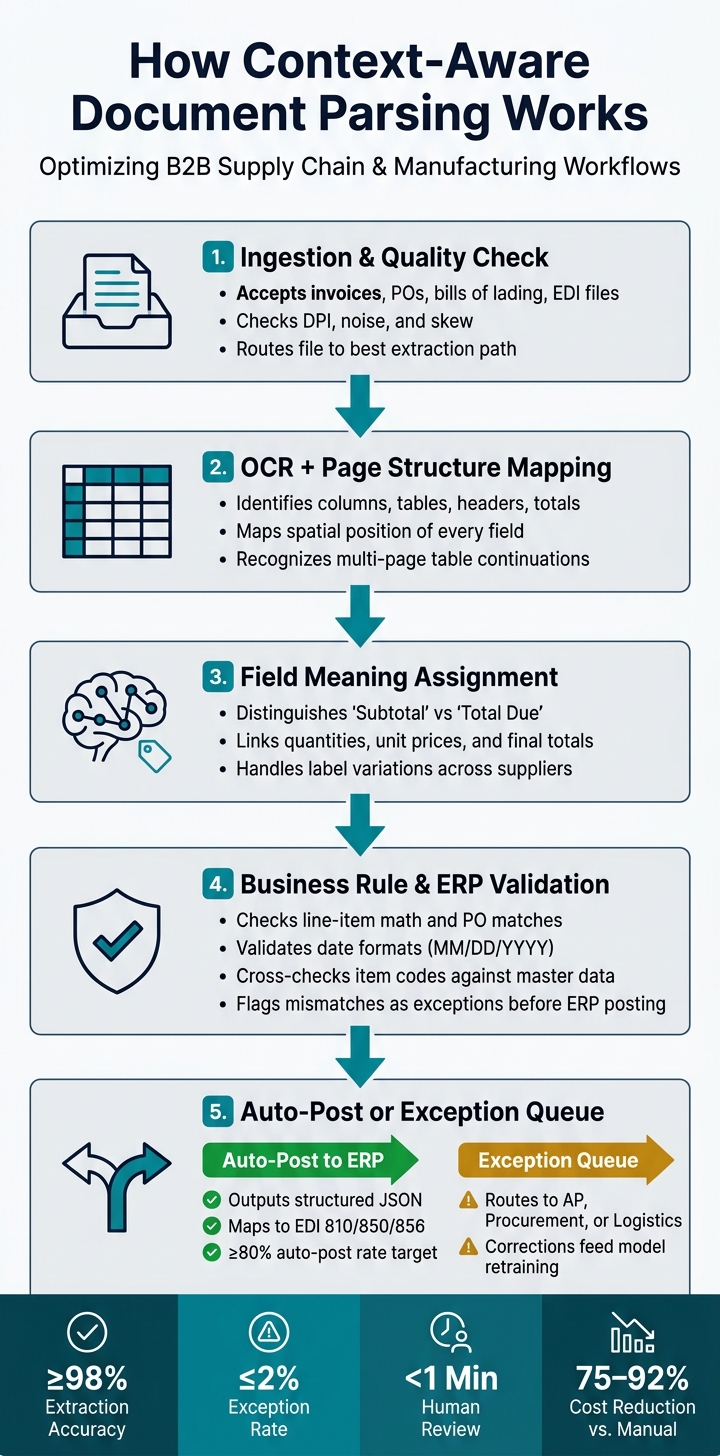 How Context-Aware Document Parsing Works: From Ingestion to ERP Posting