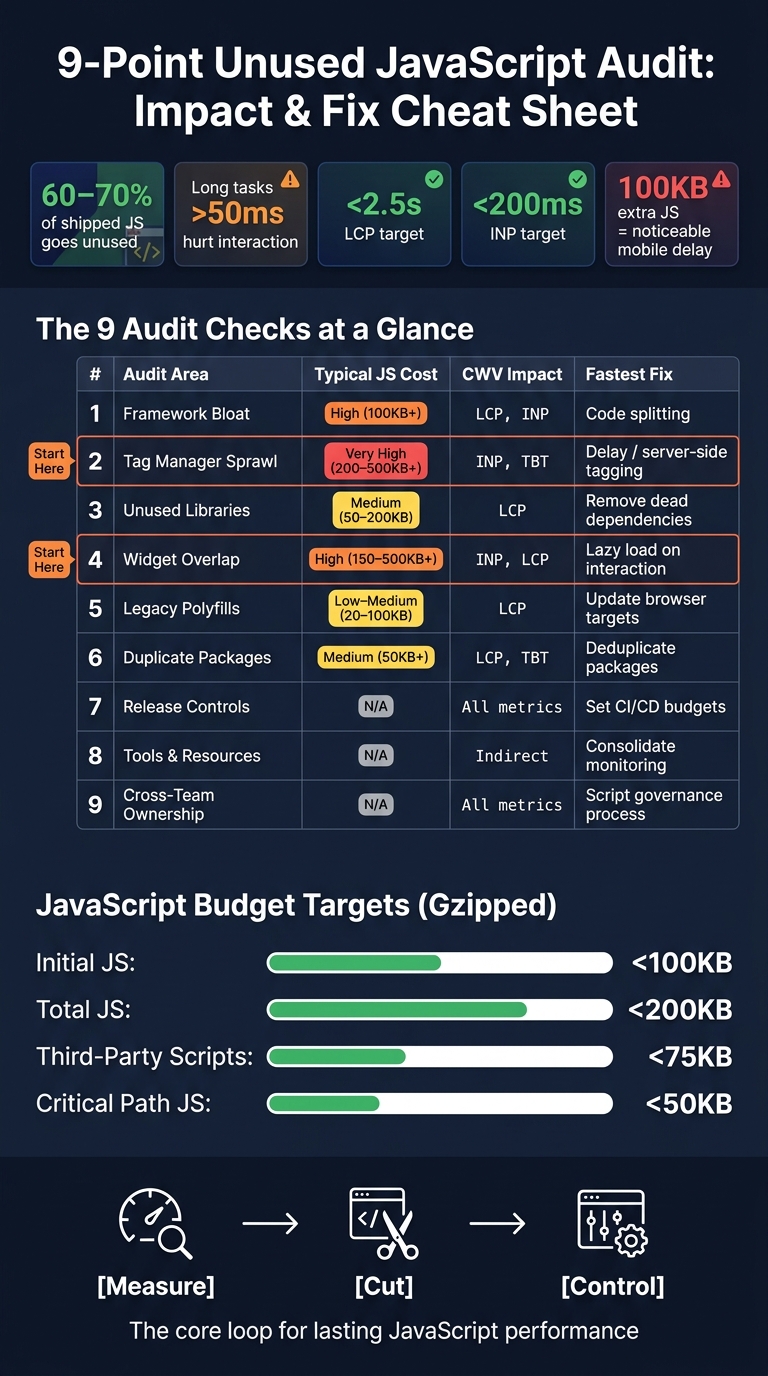 9-Point Unused JavaScript Audit: Impact & Fix Cheat Sheet