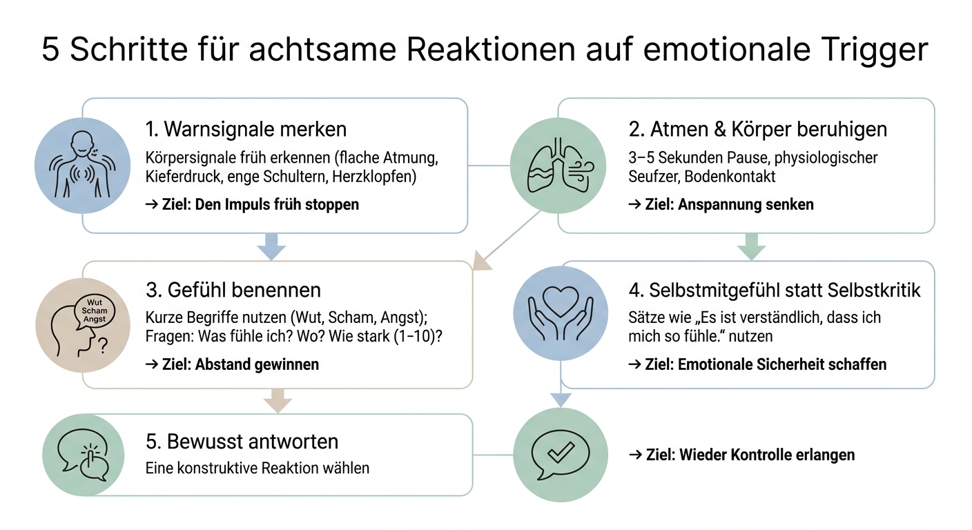 5 Schritte für achtsame Reaktionen auf emotionale Trigger