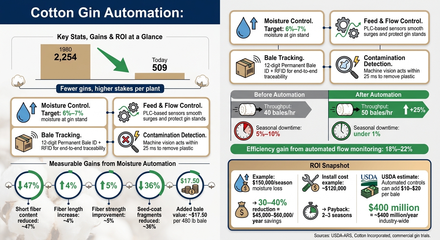 Cotton Gin Automation: Key Stats, Gains & ROI at a Glance