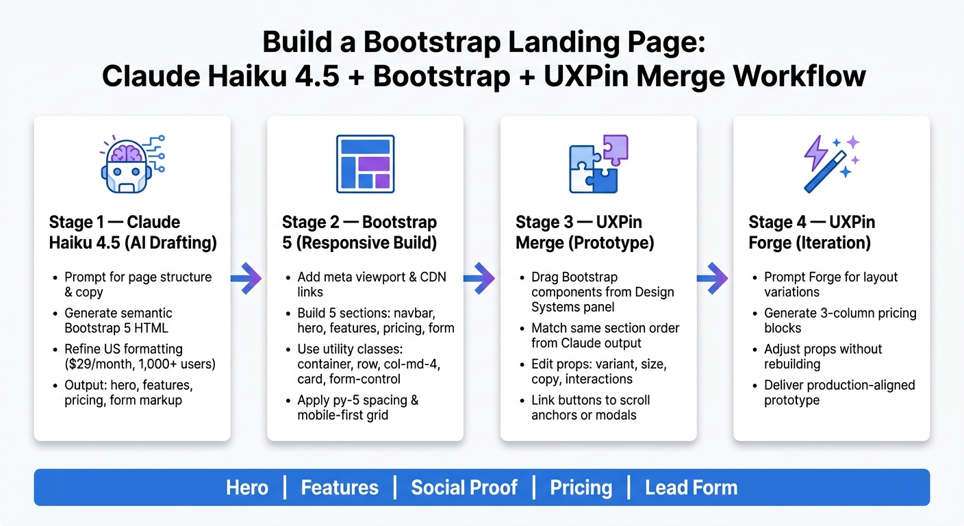 How to Build a Bootstrap Landing Page with Claude Haiku 4.5 & UXPin Merge
