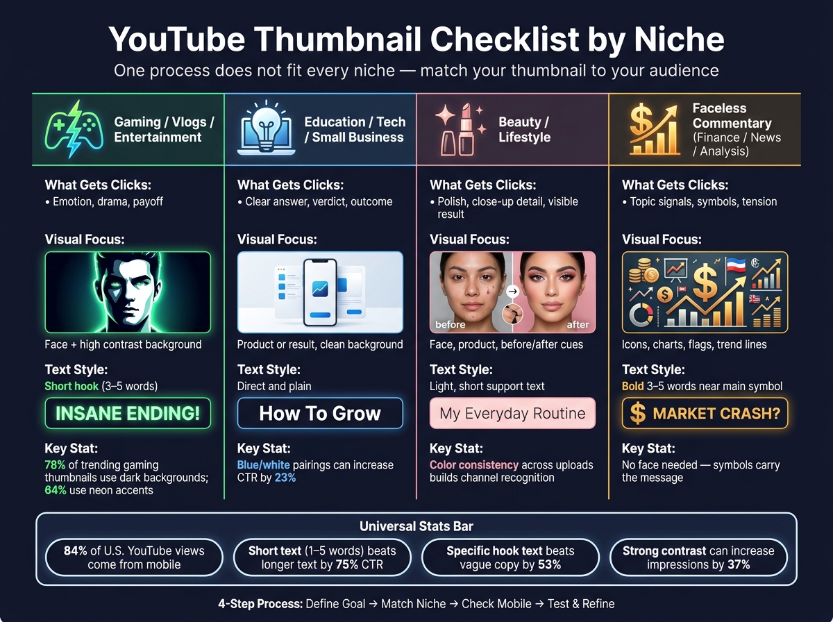 YouTube Thumbnail Strategy by Niche: Quick Reference Guide