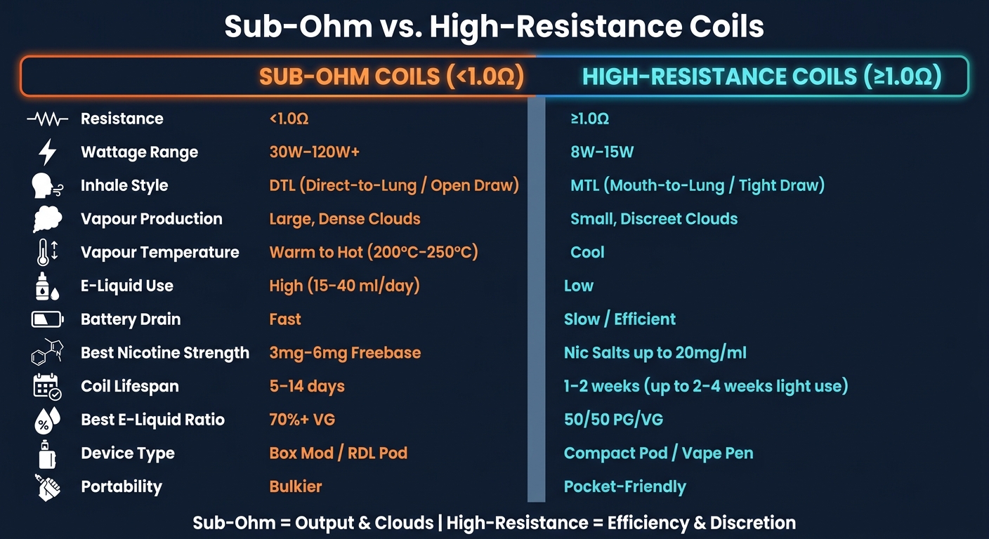 Sub-Ohm Vs. High-Resistance Coils 2 Sub-ohm vs high-resistance coils: full comparison chart