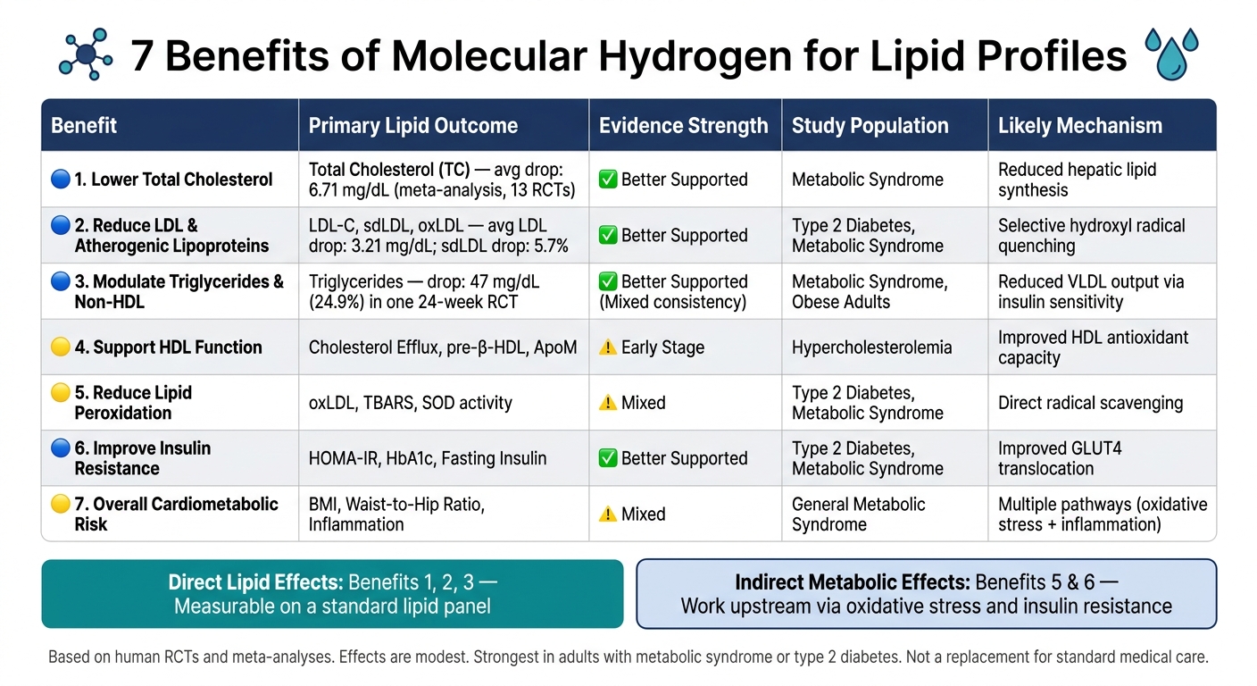 7 Benefits of Hydrogen for Lipid Profiles: Evidence Comparison