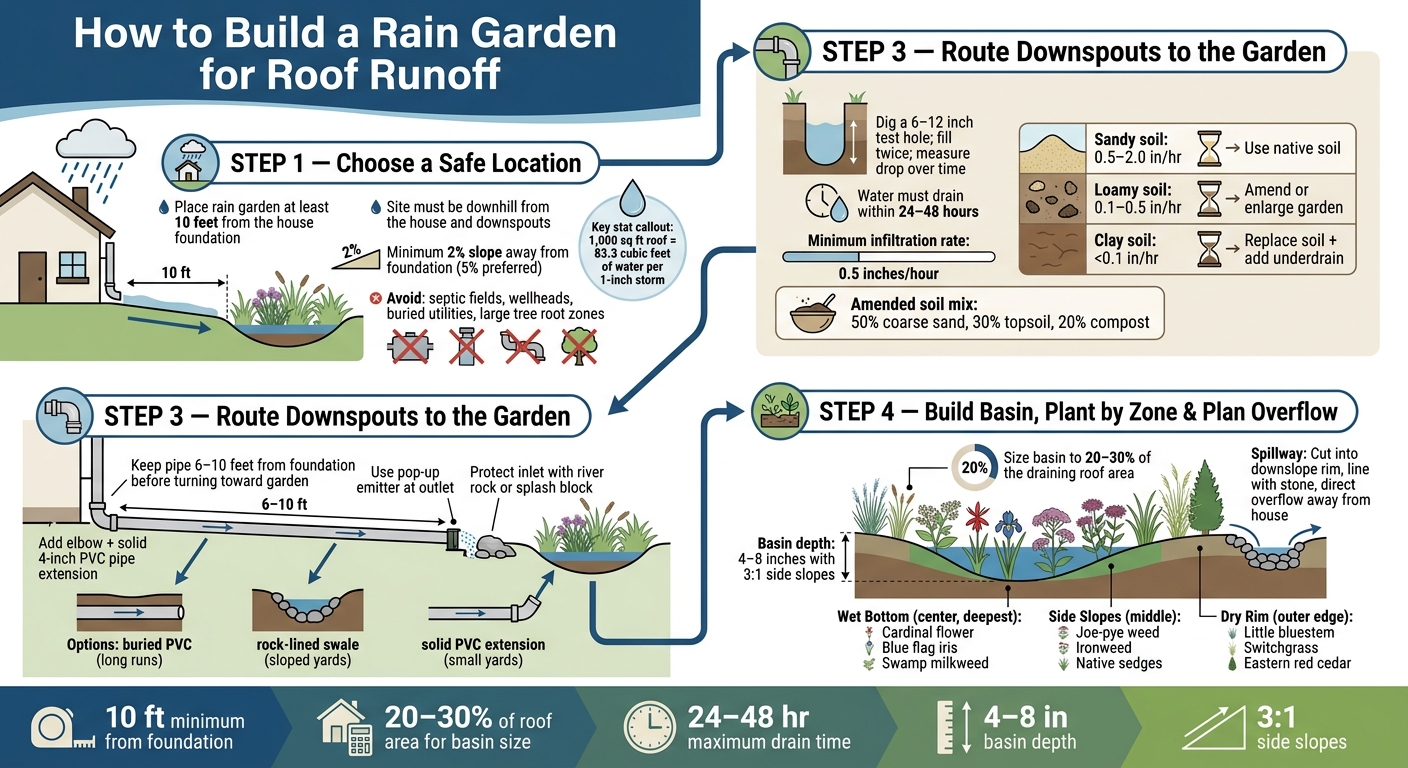How to Build a Rain Garden for Roof Runoff: 4-Step Guide