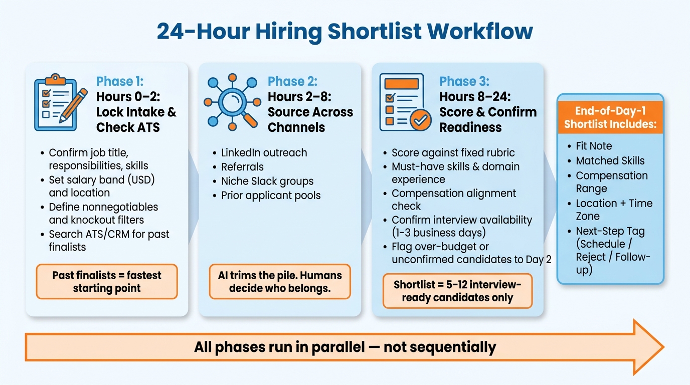 24-Hour Hiring Shortlist Workflow: From Intake to Vetted Candidates