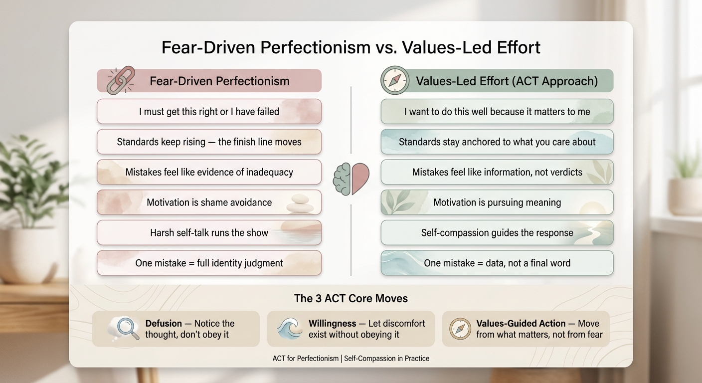 Fear-Driven Perfectionism vs. Values-Led Effort: ACT Framework