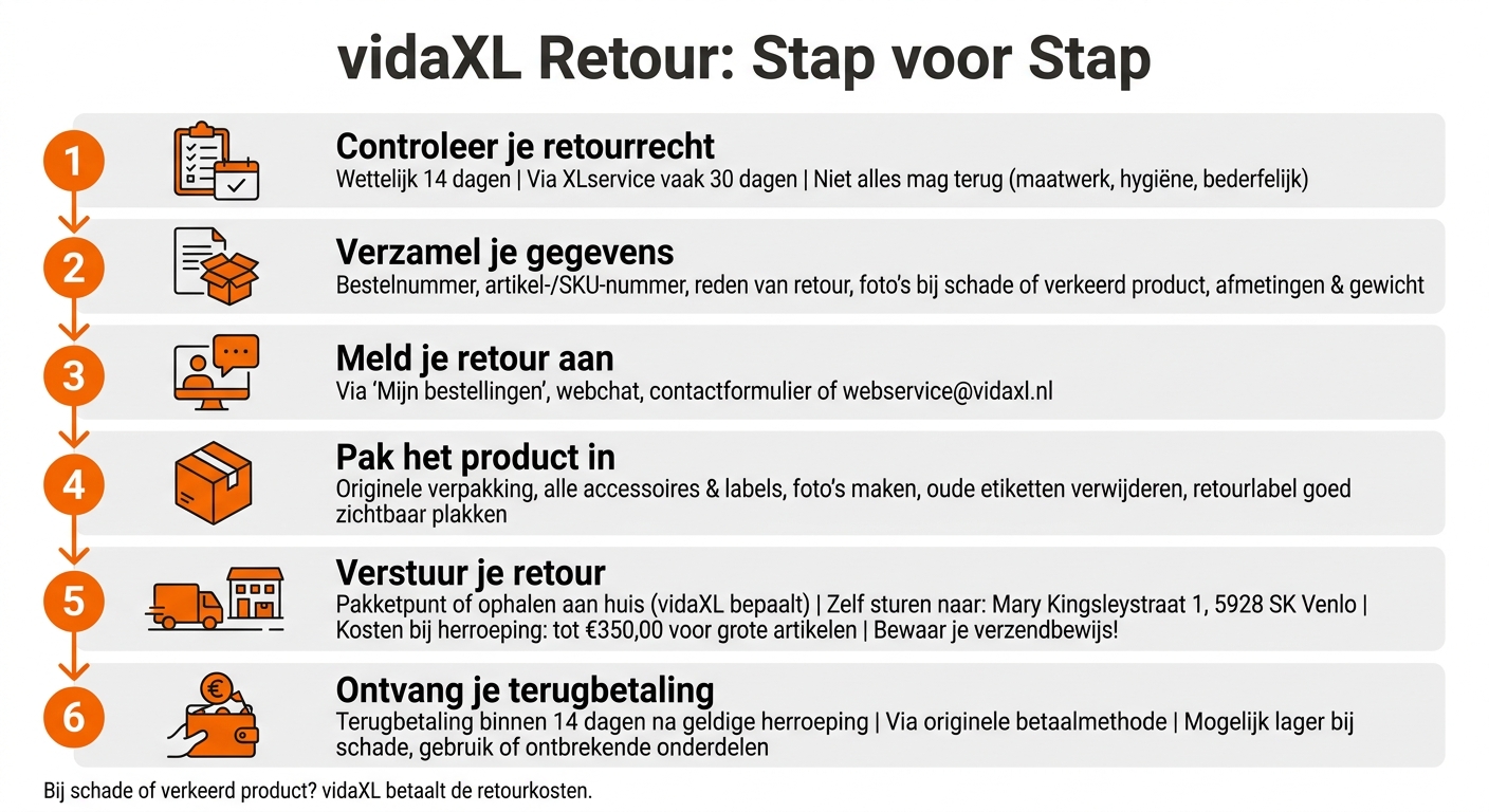 vidaXL Retour Aanmelden: Stap-voor-Stap Proces