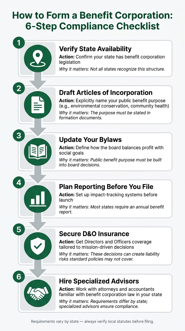 How to Form a Benefit Corporation: 6-Step Compliance Checklist