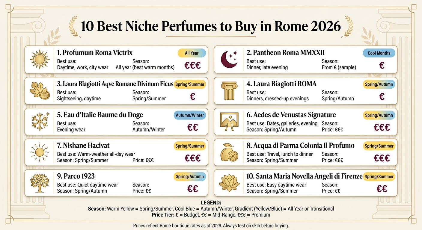 10 Best Niche Perfumes to Buy in Rome 2026: Quick Comparison Guide