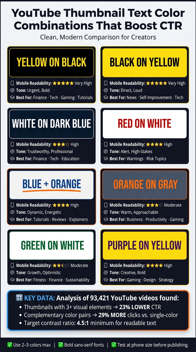 YouTube Thumbnail Color Combinations: CTR & Readability Guide