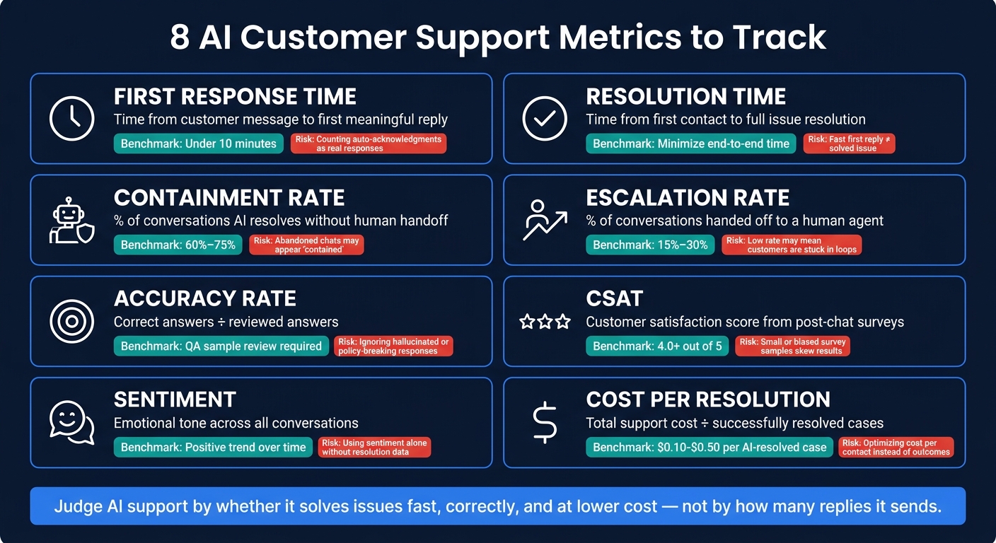 8 AI Customer Support Metrics: Benchmarks, Goals & Risk Flags