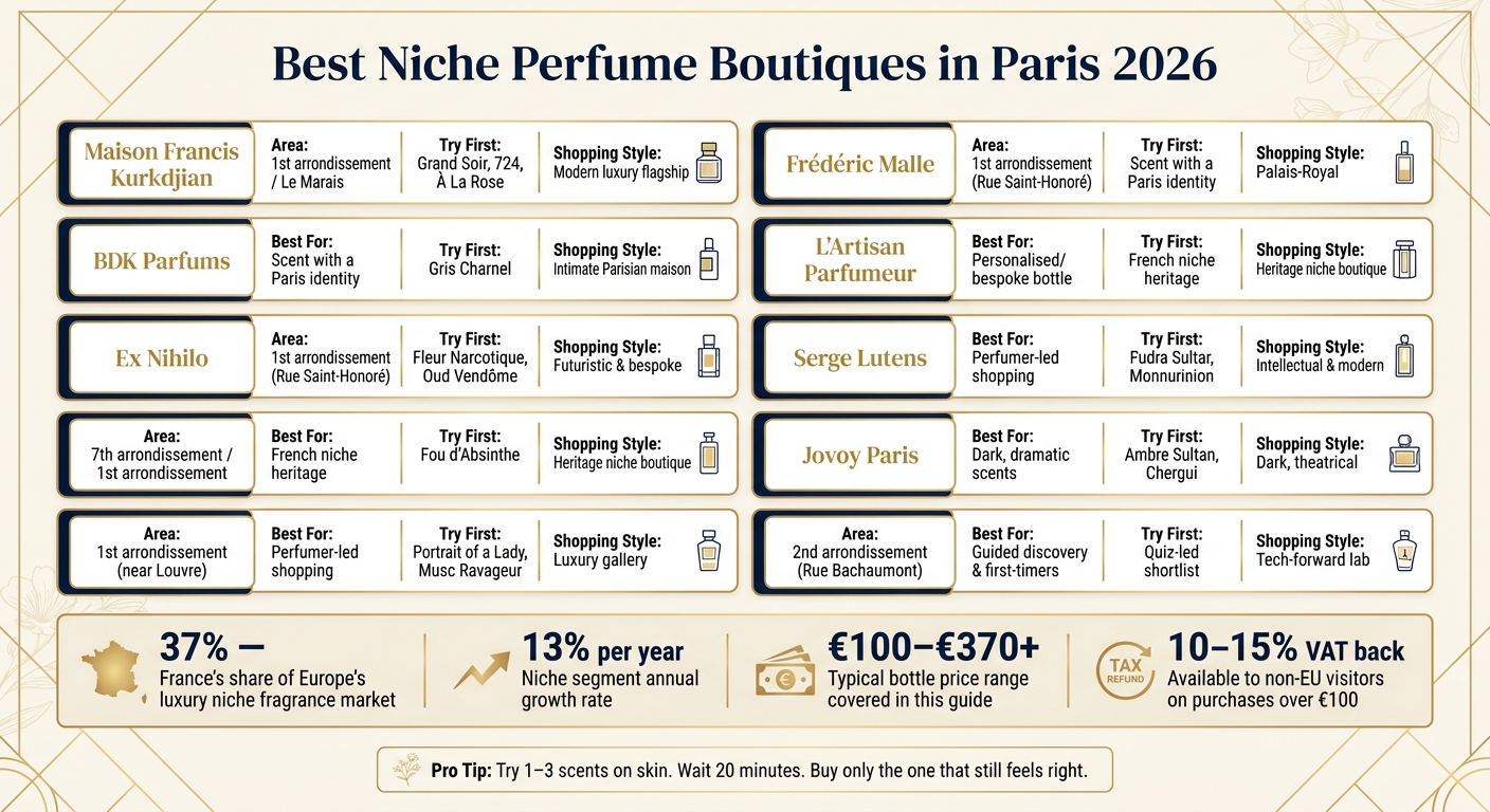 Best Niche Perfume Boutiques in Paris 2026: At-a-Glance Guide