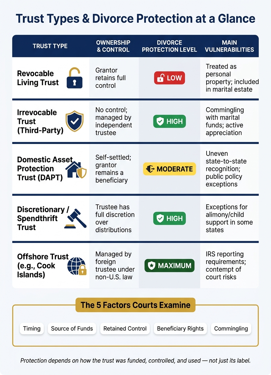 Trust Types & Divorce Protection: A Quick Comparison Guide