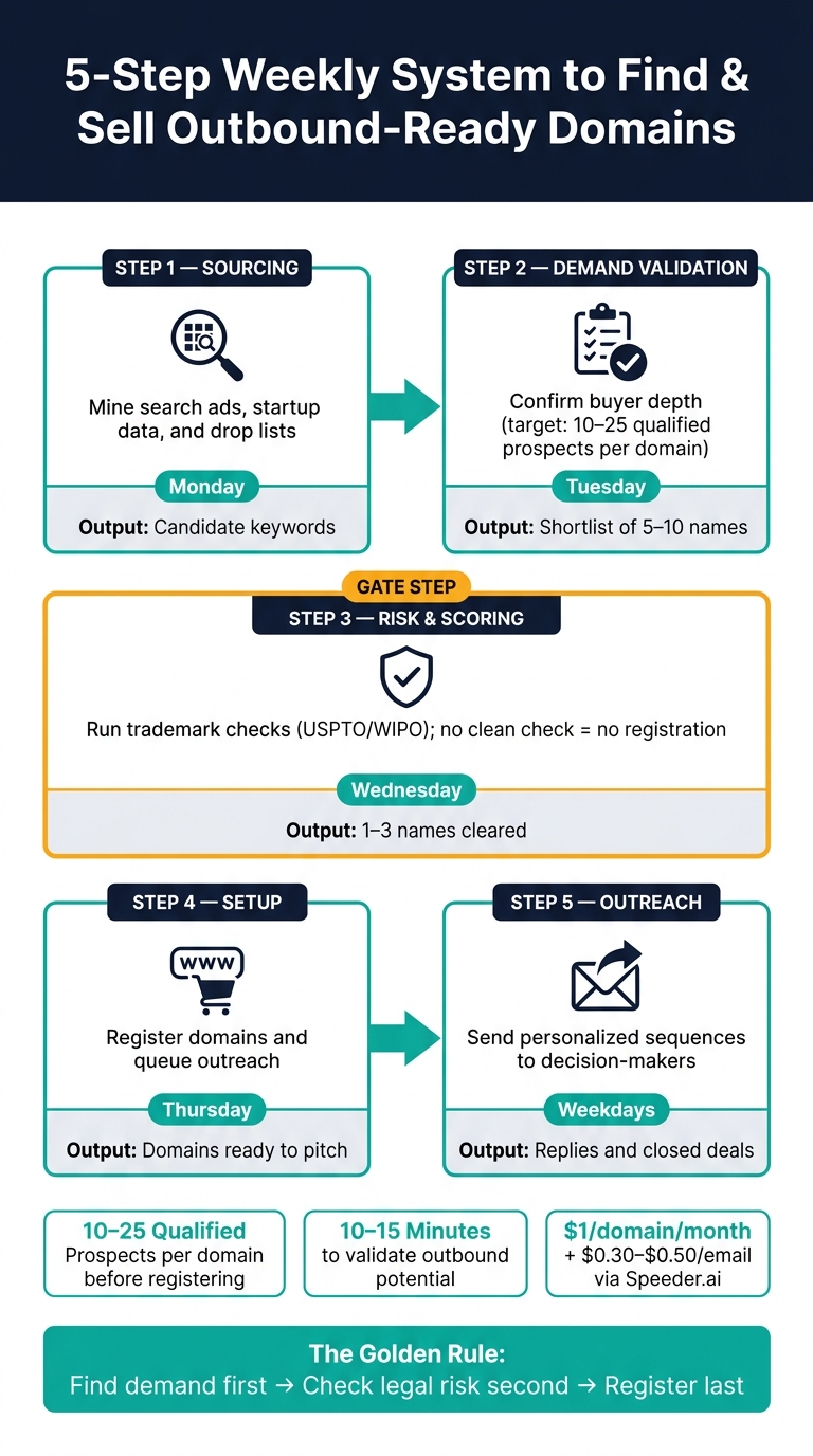 5-Step Weekly System to Find & Sell Outbound-Ready Domains