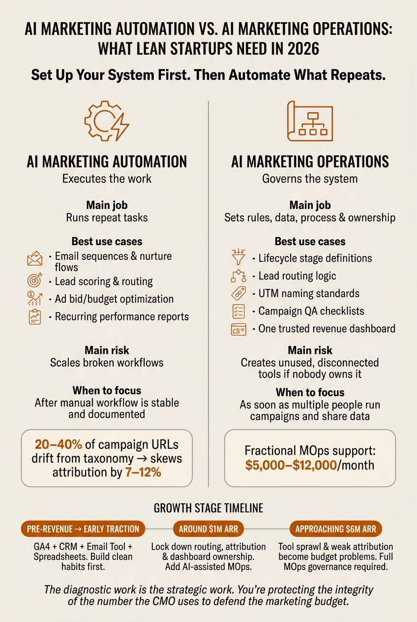 AI Marketing Automation vs. AI Marketing Operations: What Lean Startups Need in 2026