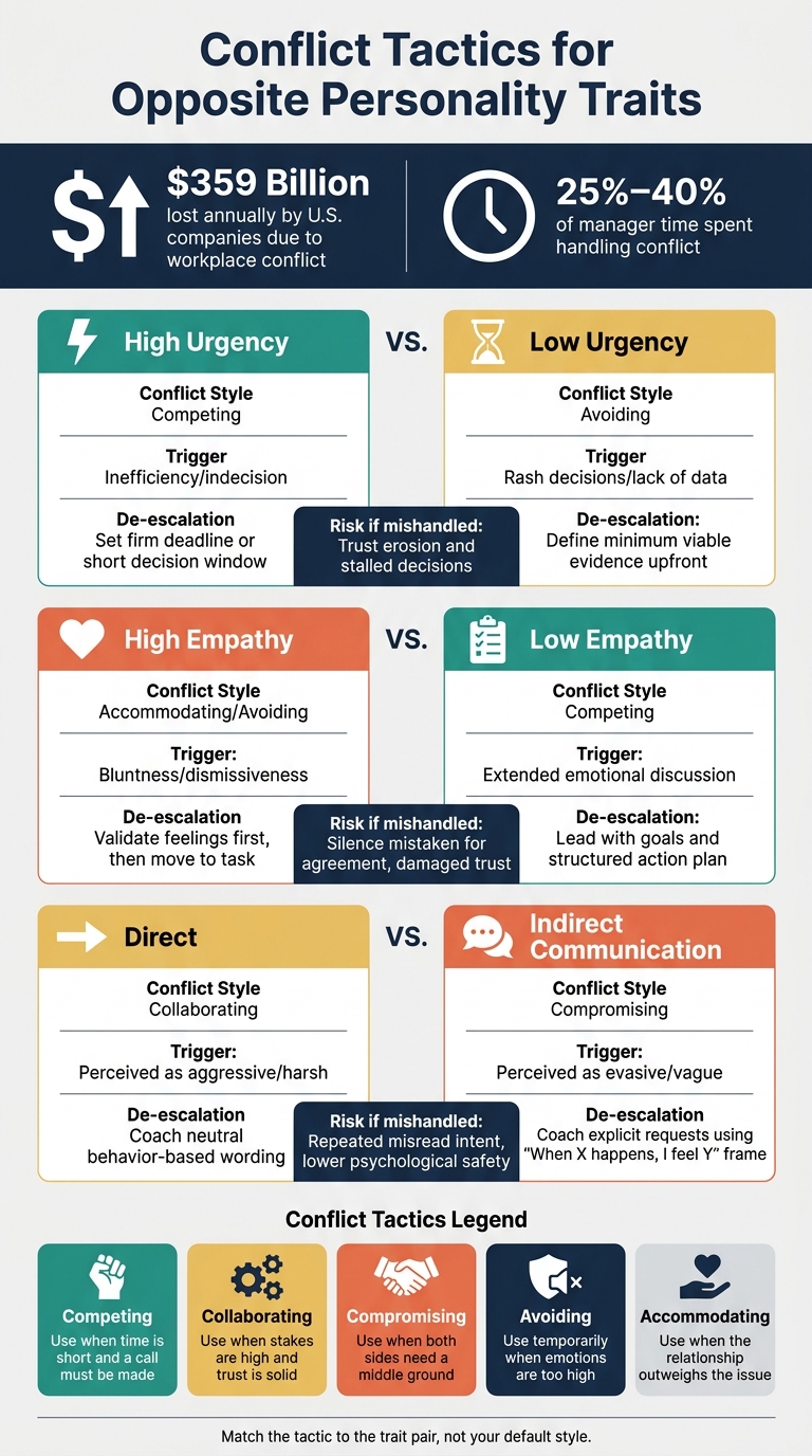 Conflict Tactics for Opposite Personality Traits: A Leader's Quick Reference Guide