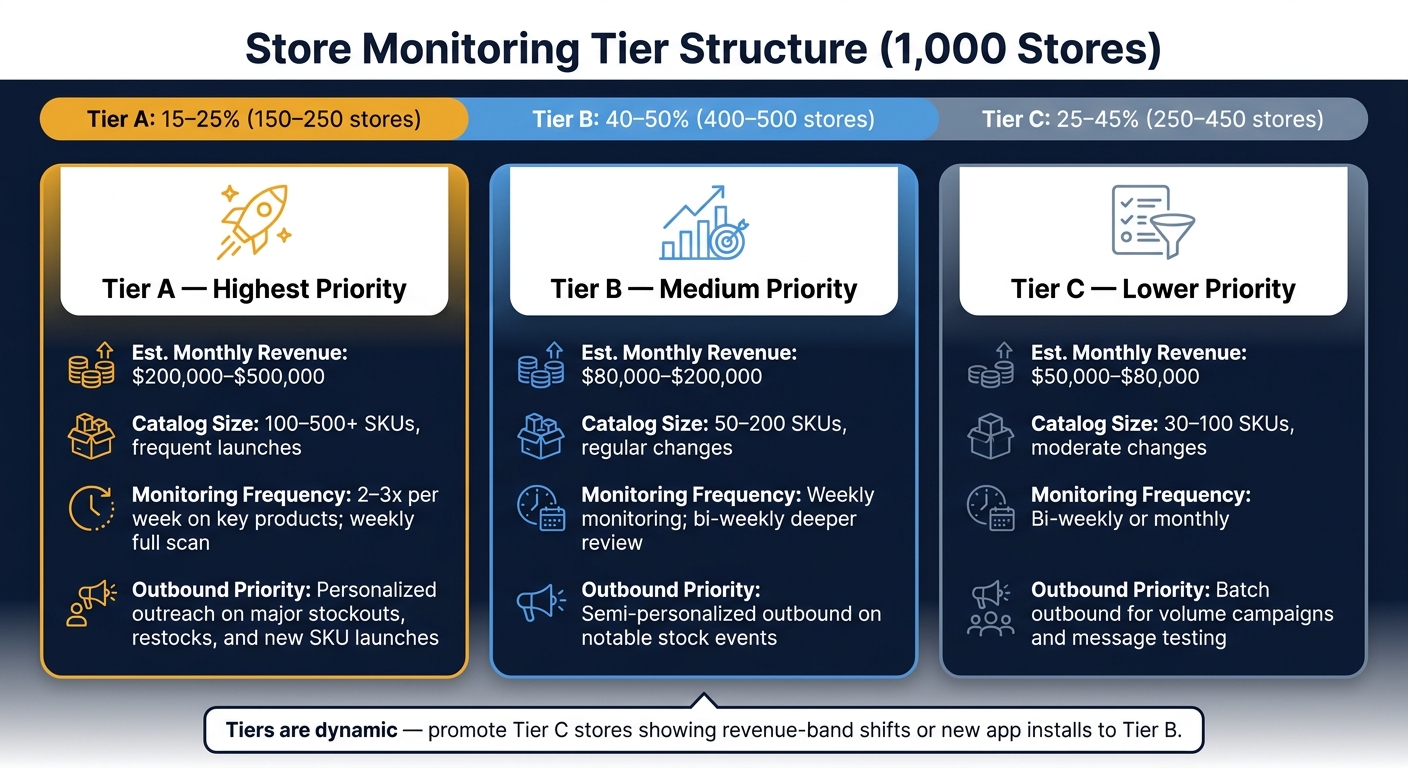 A/B/C Store Monitoring Tiers: Revenue, Catalog & Outreach Priority
