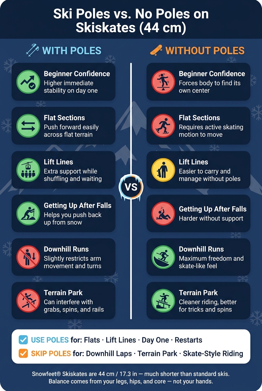 Ski Poles vs. No Poles on Skiskates: When to Use Each
