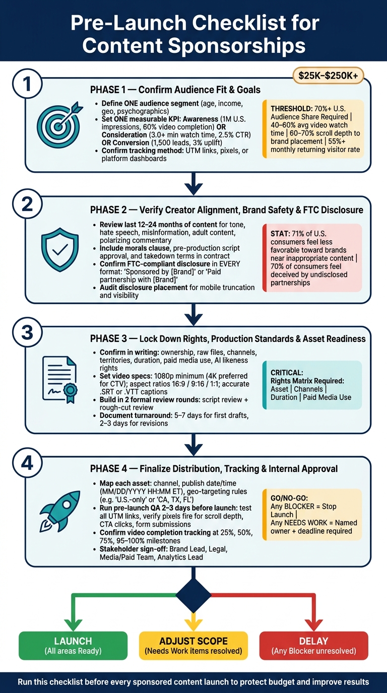 Pre-Launch Checklist for Content Sponsorships: Go/No-Go Framework