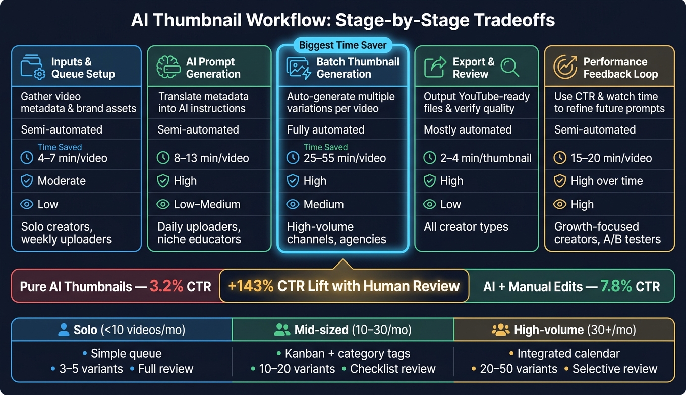 AI Thumbnail Workflow: Time Savings & CTR by Creator Type