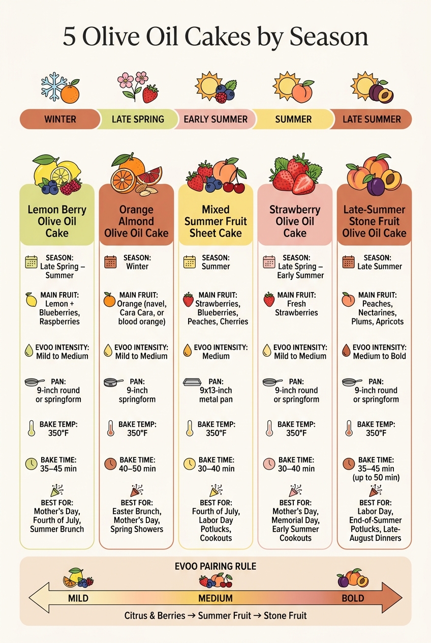 5 Olive Oil Cakes by Season: Quick Comparison Guide