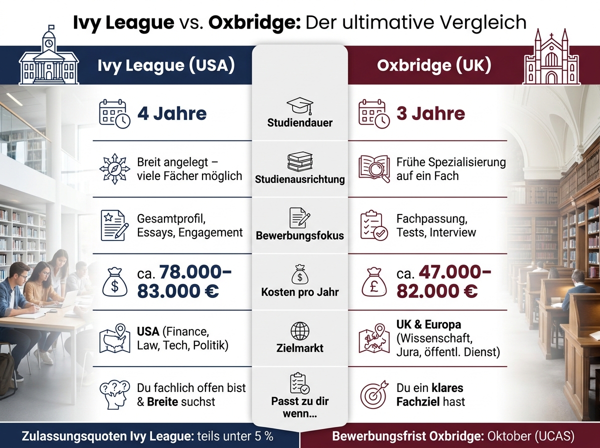 Ivy League vs. Oxbridge: Der ultimative Vergleich