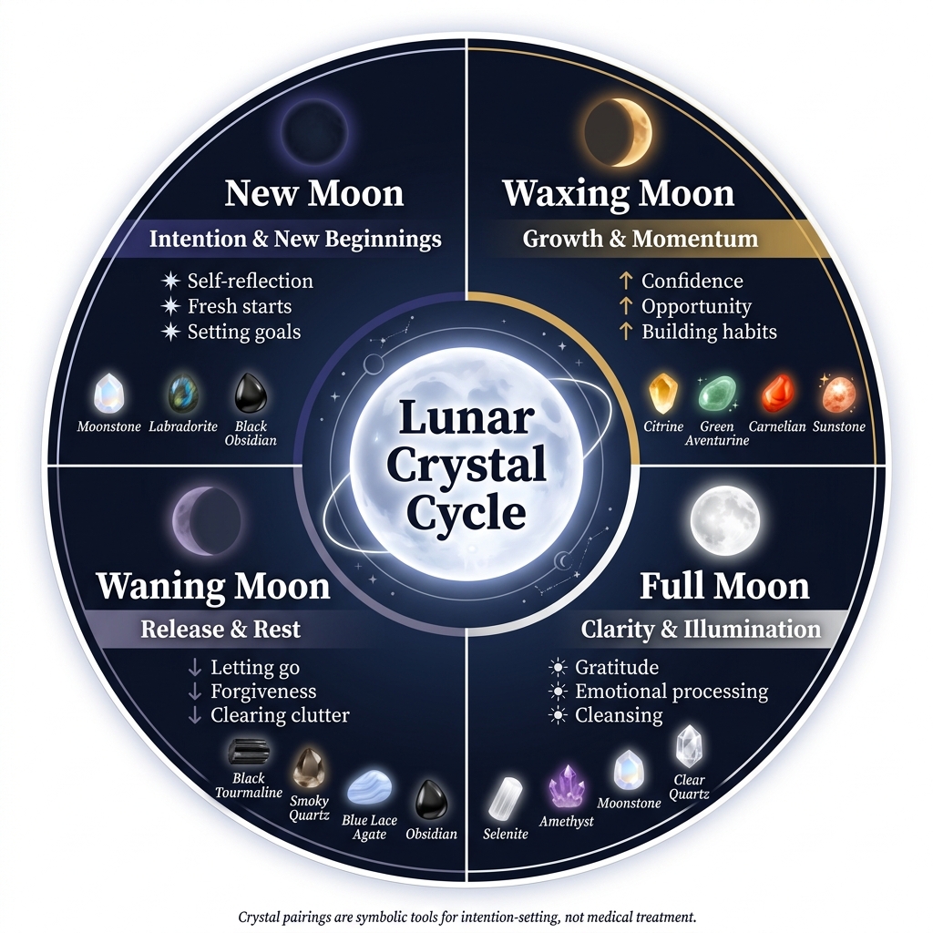Moon Phases & Crystal Pairings: A Complete Cycle Guide